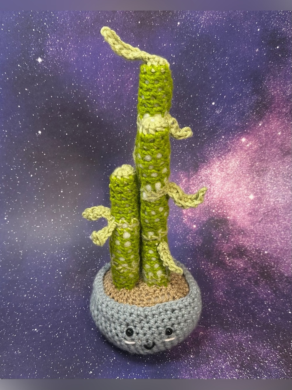 Handmade Crochet Amigurumi Bamboo Plant Toy - Green Crochet Plant